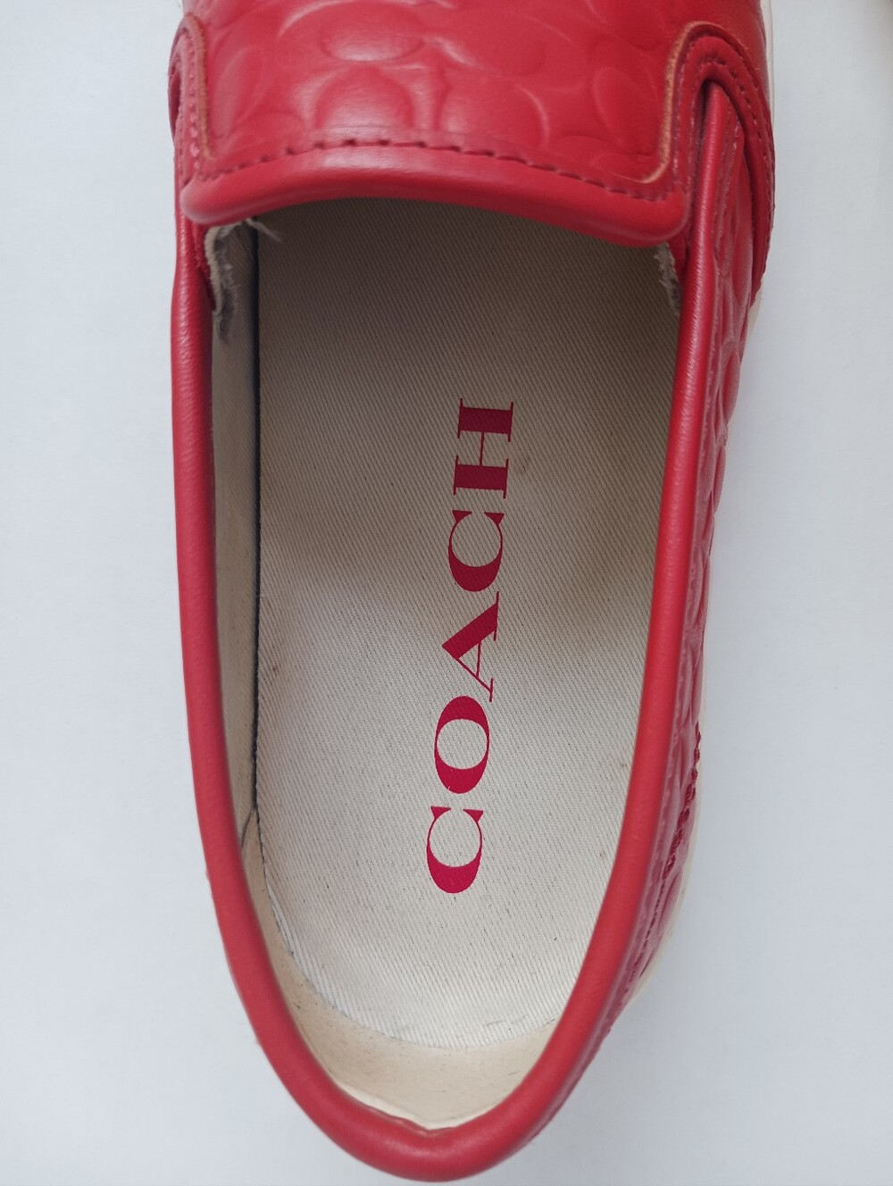 Coach FG2118 Red Leather Slip-On Comfort Shoes Sneaker Women's Size 7B EU37.5 - Picture 7 of 16